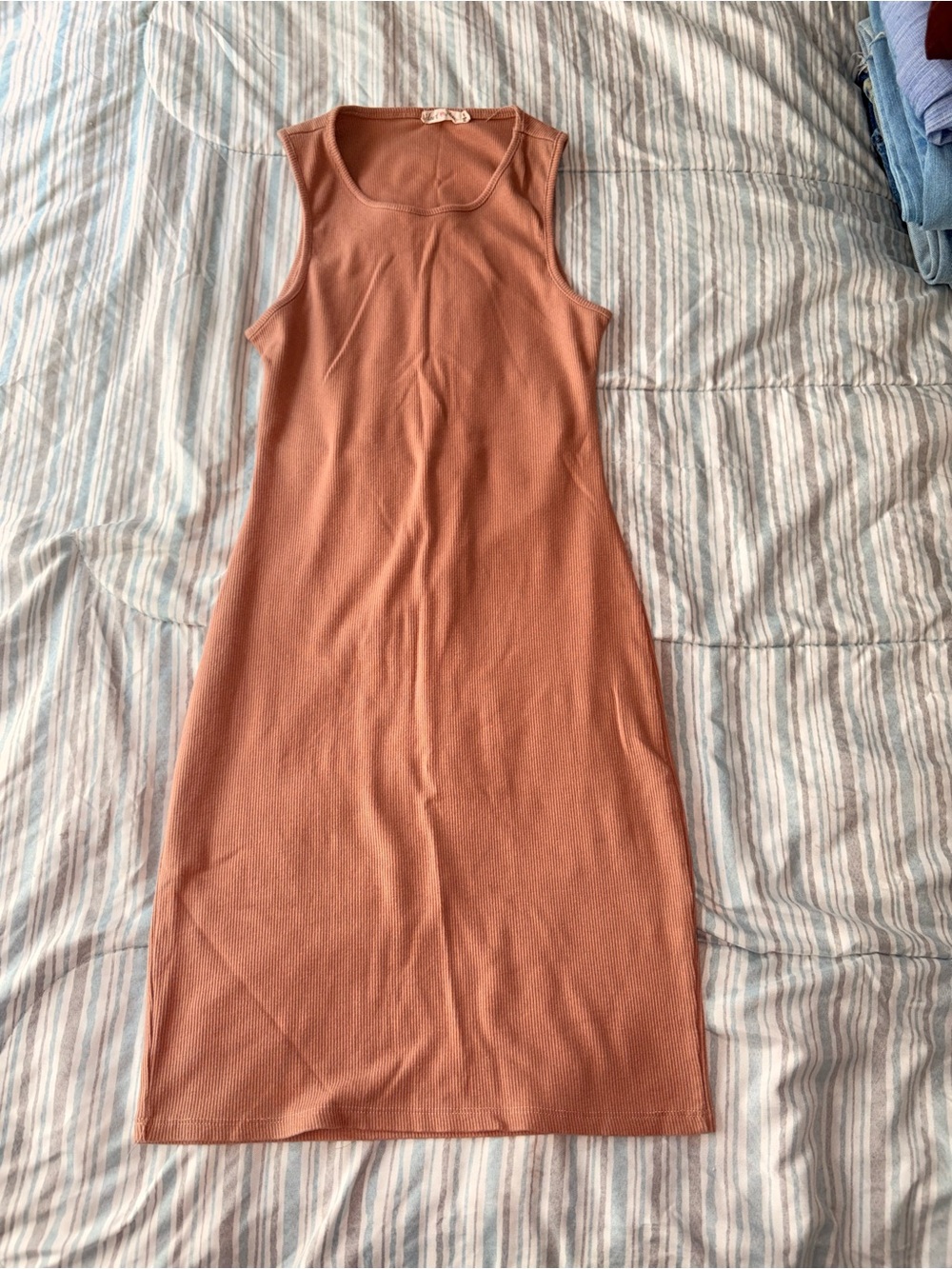 Heart Hips Sleeveless Ribbed Midi Dress in Rusty Terracotta
